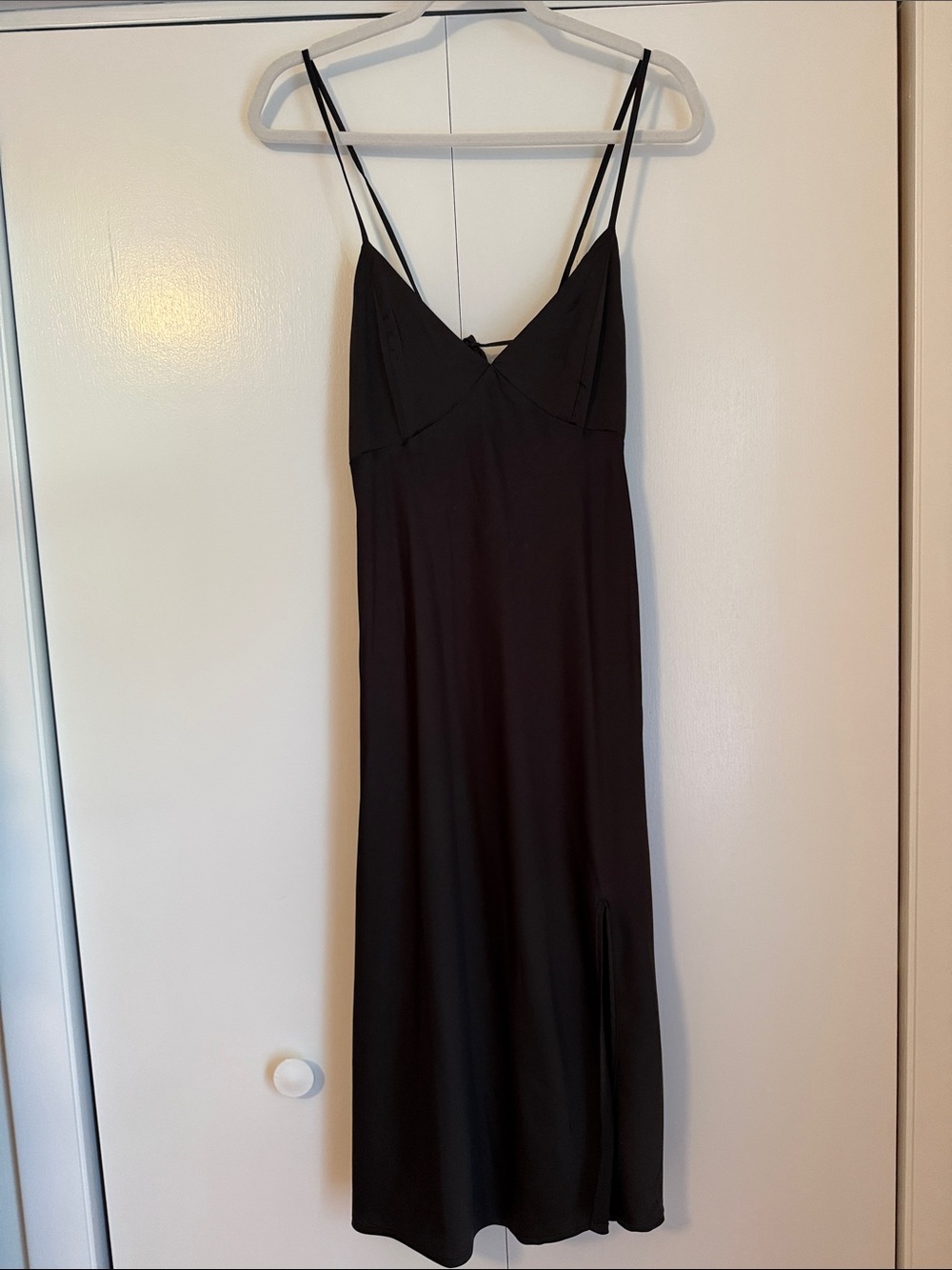 Forever 21 Black Midi Slip Dress with Double Spaghetti Straps